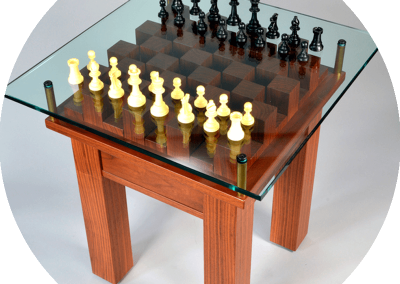 Glass Walnut Chess Table